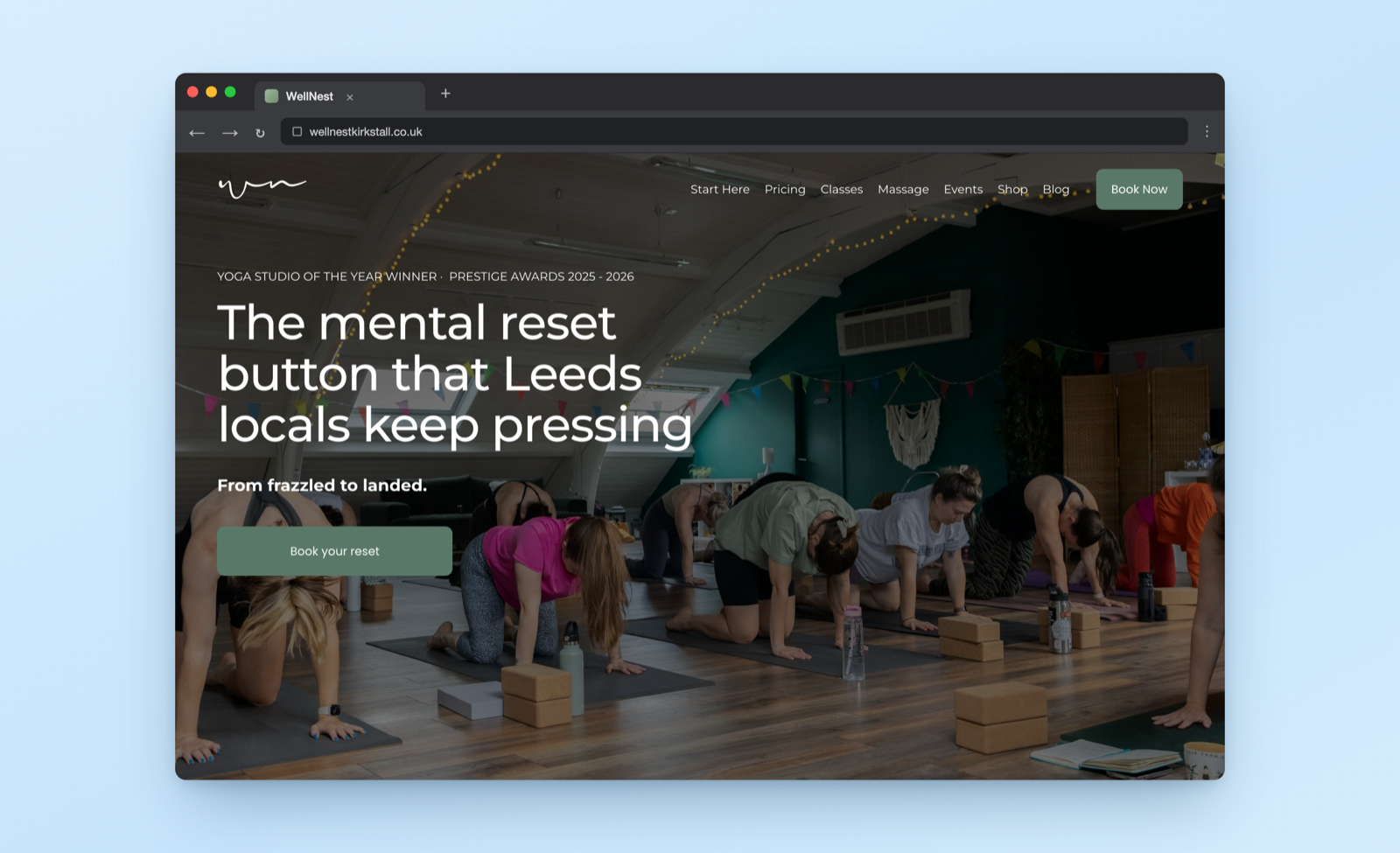 WellNest — rebuilt customer journey for a Leeds yoga studio
